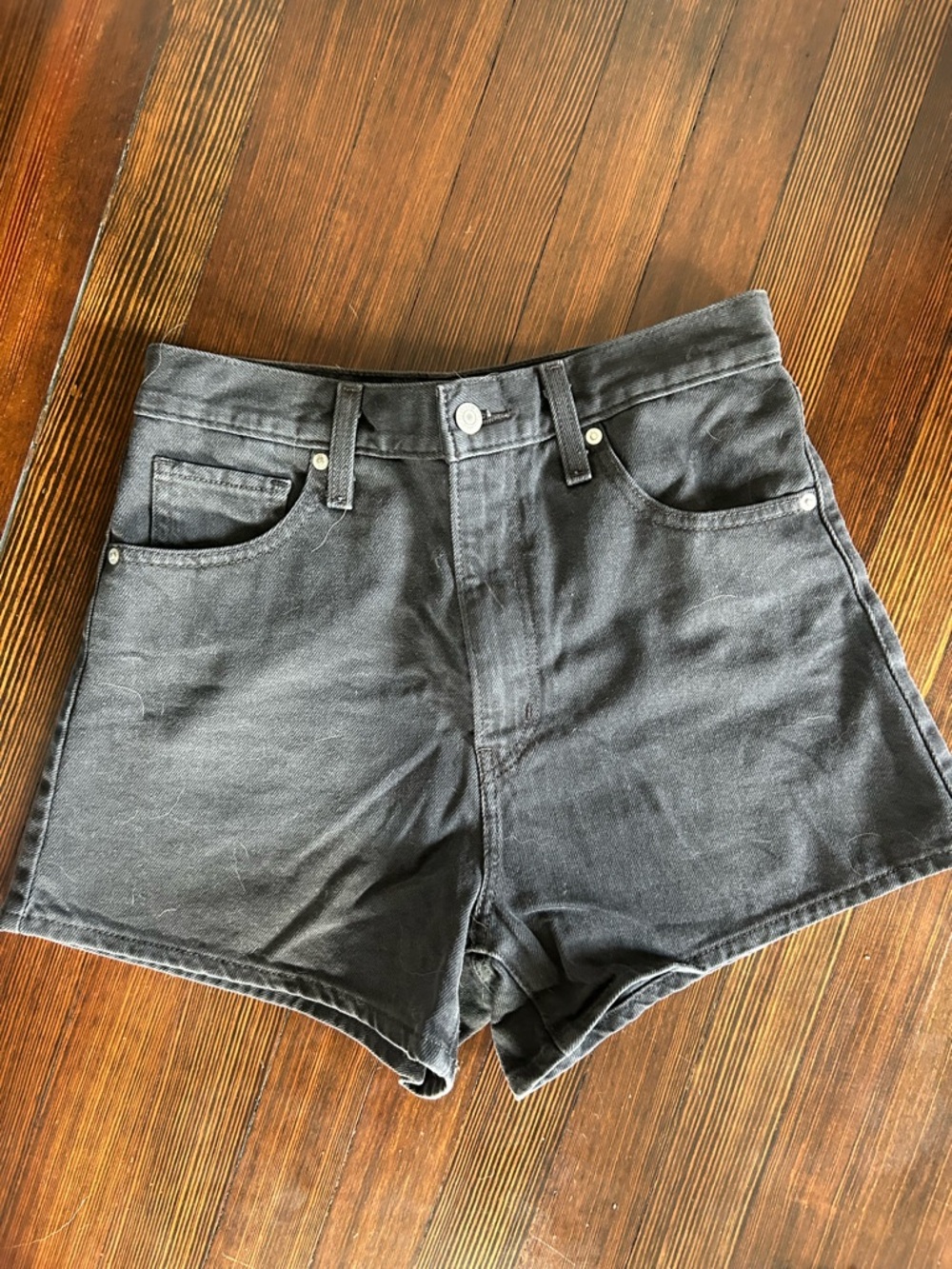 High-Waist Black Denim Women's Shorts